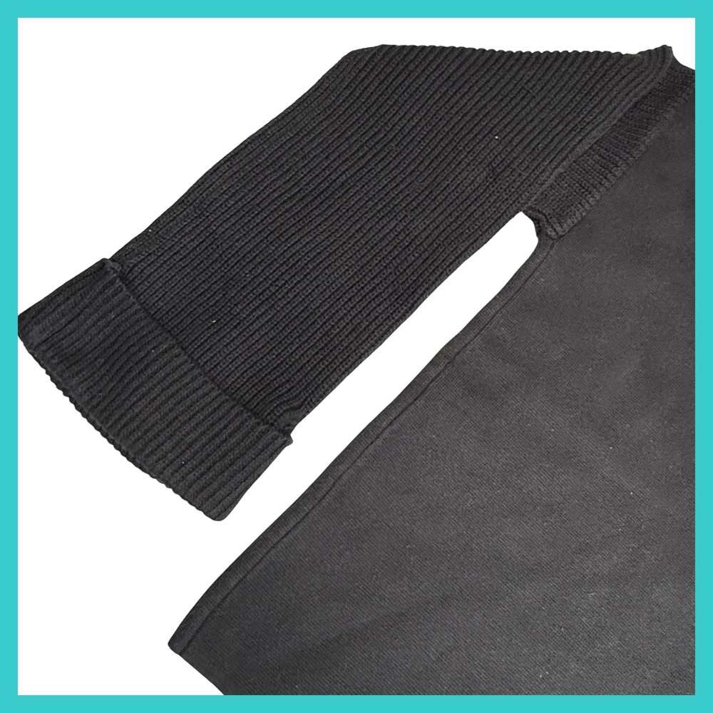 Armani Exchange Black Hoodie Sweater Ribbed Sleeve Womens Oversized Small - Picture 3 of 11